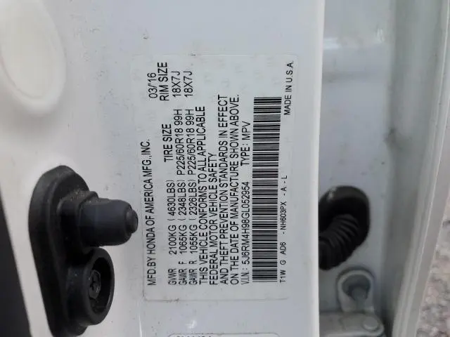 2016 HONDA CR-V TOURING  