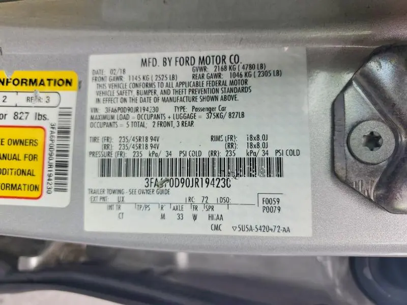 2018 FORD FUSION TITANIUM  