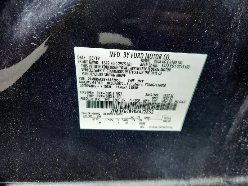 2019 FORD FLEX SEL  