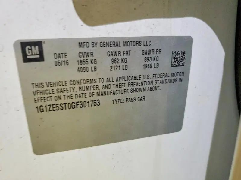 2016 CHEVROLET MALIBU LT  