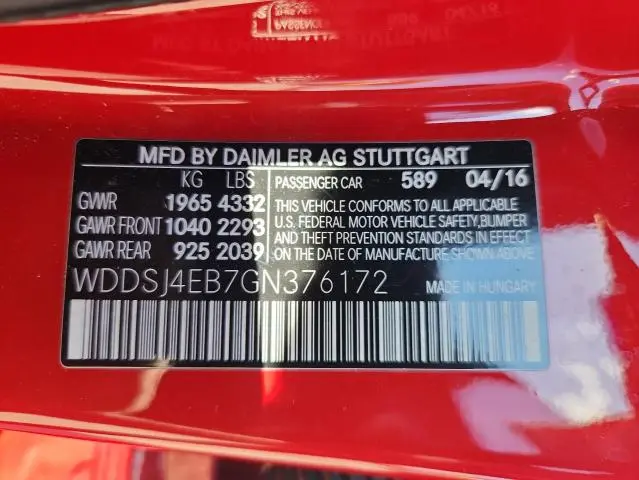 2016 MERCEDES-BENZ CLA 250  