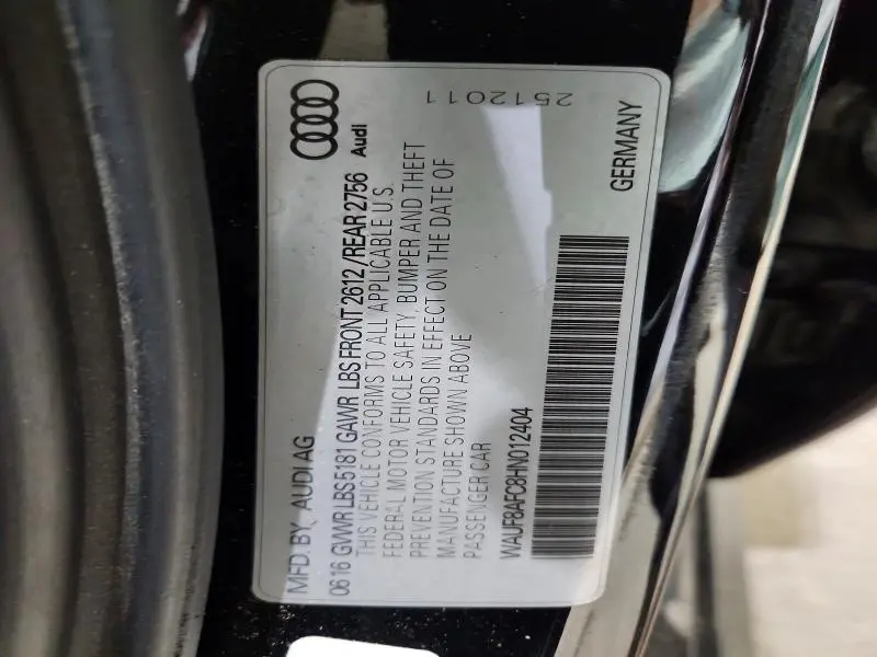 2017 AUDI A6 PREMIUM AWD QUATTRO