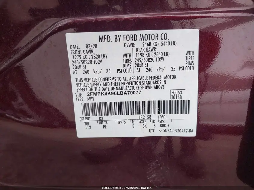 2020 FORD EDGE TITANIUM