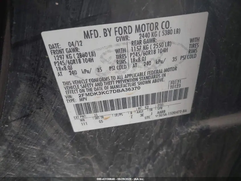 2013 FORD EDGE LIMITED