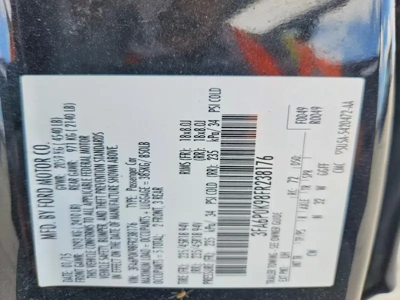 2015 FORD FUSION TITANIUM  