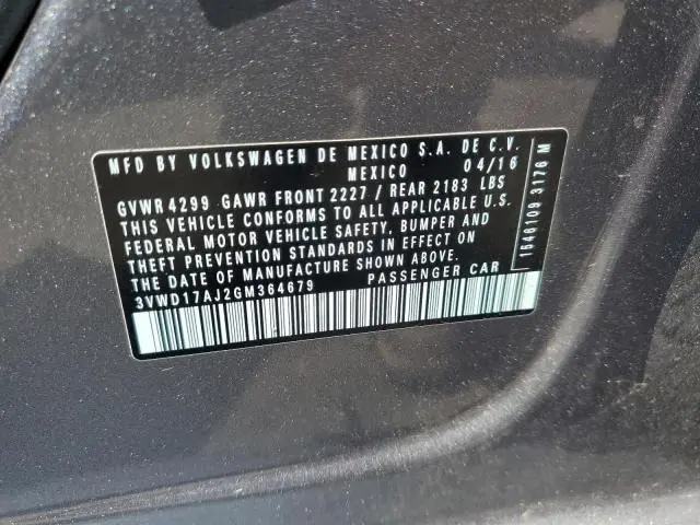 2016 VOLKSWAGEN JETTA SPORT  