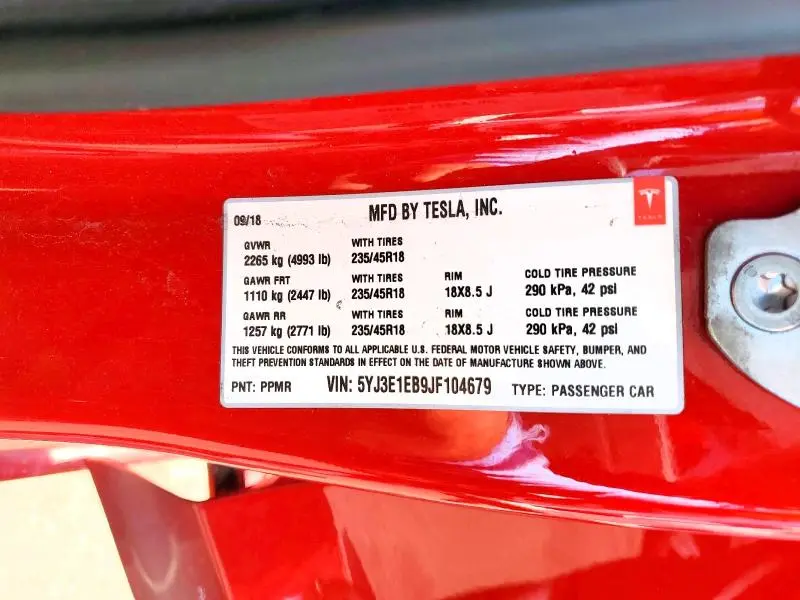 2018 TESLA MODEL 3   