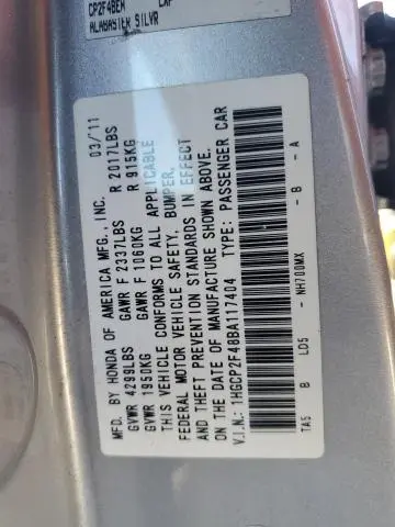 2011 HONDA ACCORD LXP  