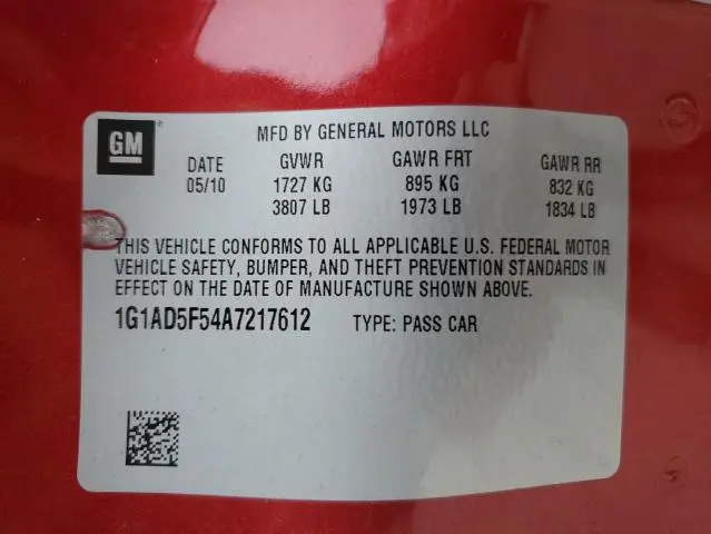 2010 CHEVROLET COBALT 1LT  