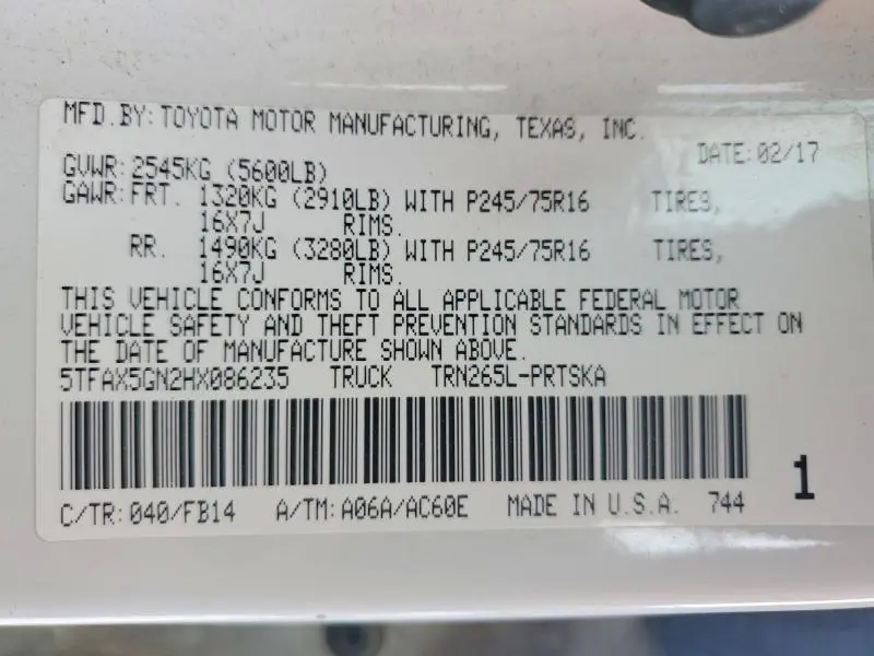 2017 TOYOTA TACOMA DOUBLE CAB  