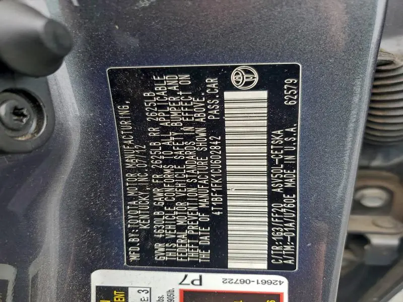 2012 TOYOTA CAMRY BASE  