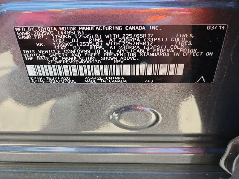 2014 TOYOTA RAV4 XLE  