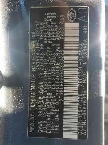 2017 TOYOTA COROLLA L  