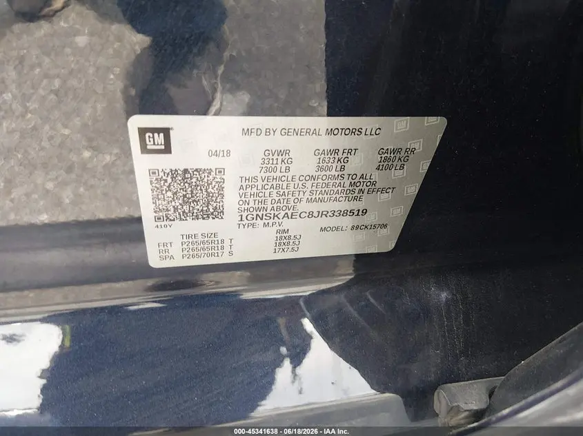 2018 CHEVROLET TAHOE LS