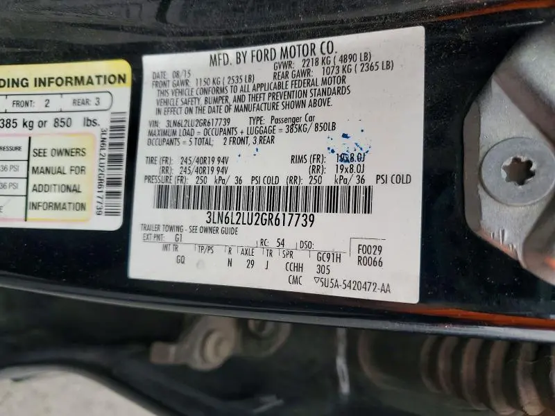 2016 LINCOLN MKZ HYBRID  