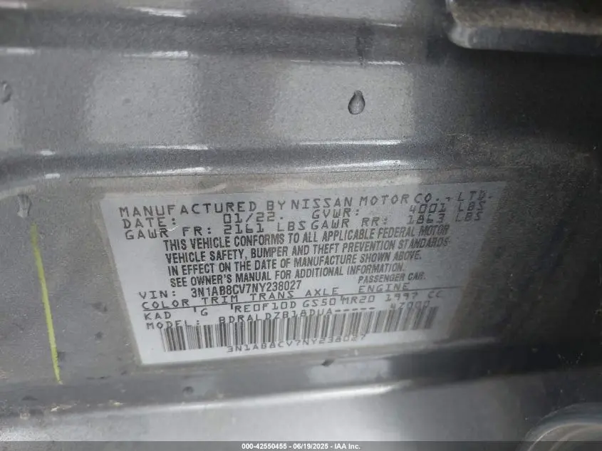 2022 NISSAN SENTRA SV XTRONIC CVT