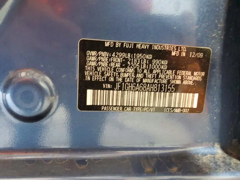 2010 SUBARU IMPREZA 2.5I  