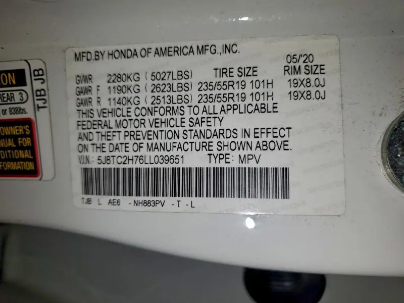 2020 ACURA RDX ADVANCE  