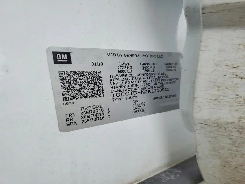 2019 CHEVROLET COLORADO   