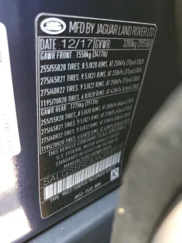 2018 LAND ROVER RANGE ROVER SUPERCHARGED  