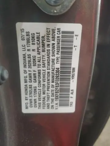 2015 HONDA CIVIC EX  
