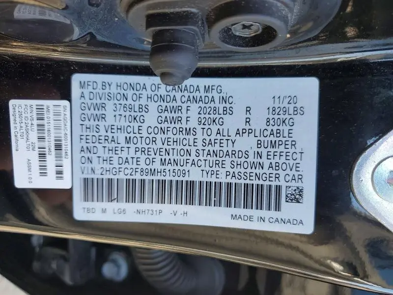 2021 HONDA CIVIC SPORT  
