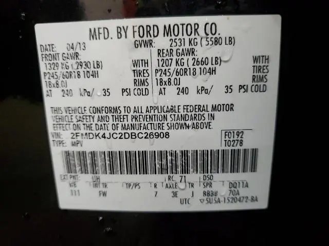 2013 FORD EDGE SEL  