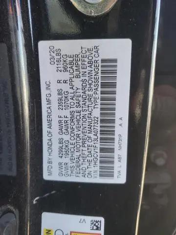 2020 HONDA ACCORD LX