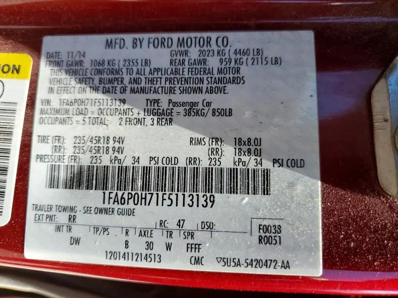 2015 FORD FUSION SE  