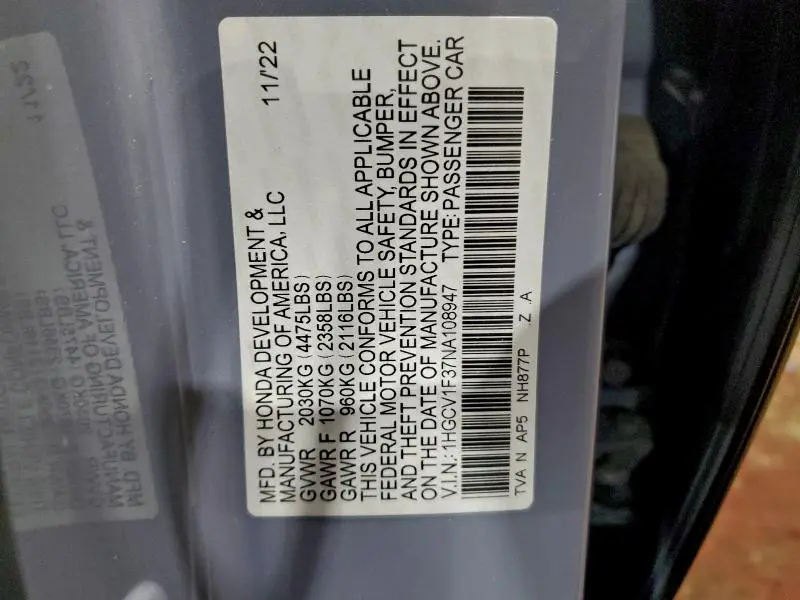 2022 HONDA ACCORD SPORT  