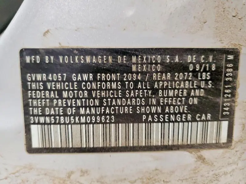 2019 VOLKSWAGEN JETTA S  