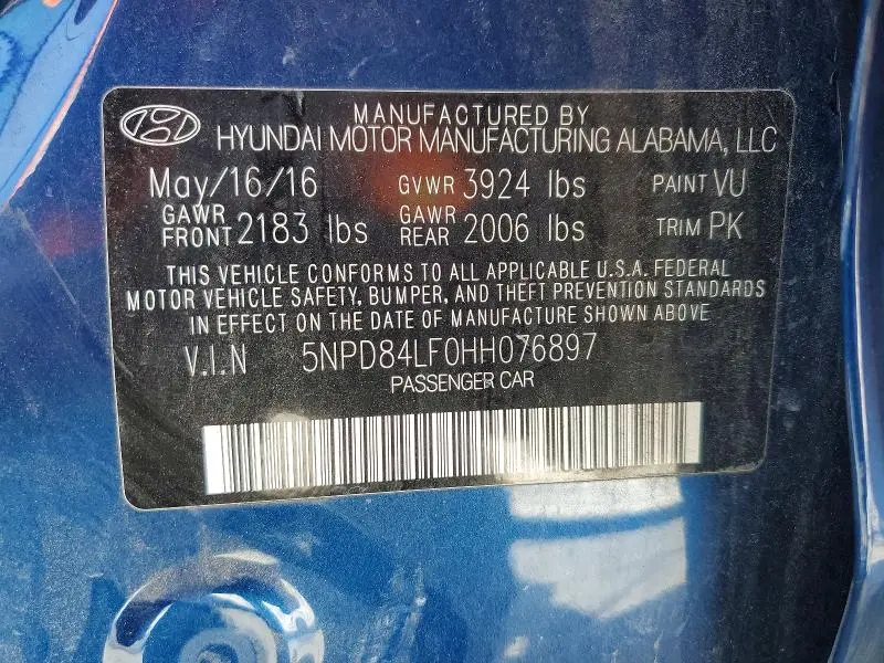 2017 HYUNDAI ELANTRA SE  
