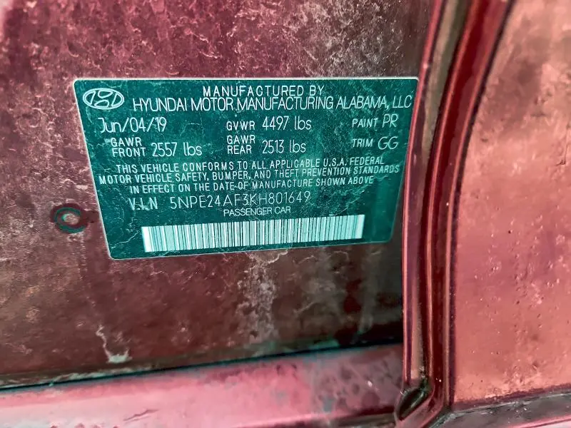 2019 HYUNDAI SONATA SE  