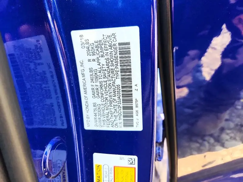 2018 HONDA ACCORD SPORT  