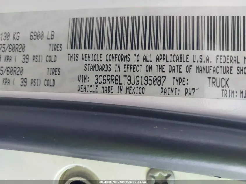 2018 RAM 1500 BIG HORN  4X2 5'7 BOX