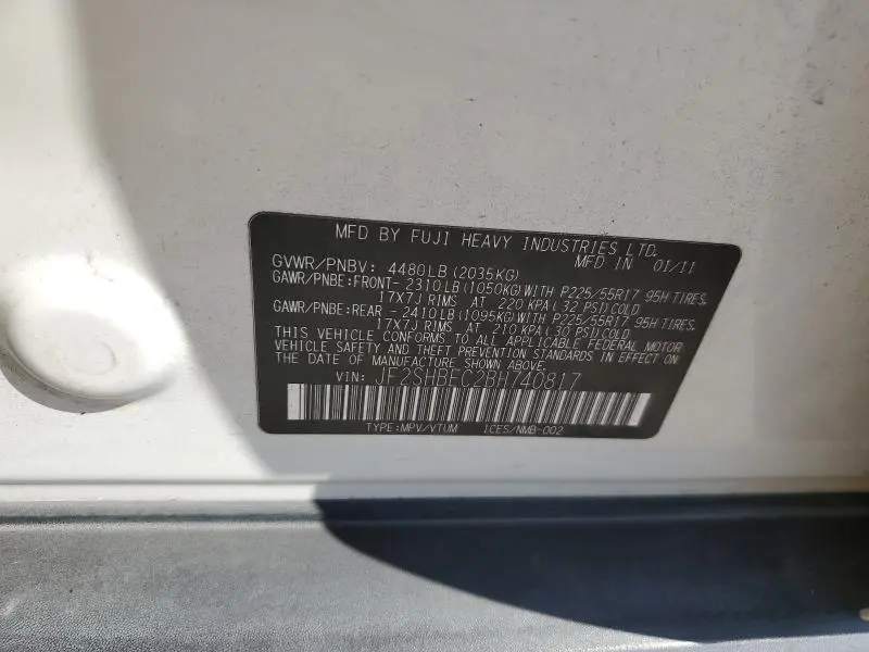 2011 SUBARU FORESTER LIMITED  