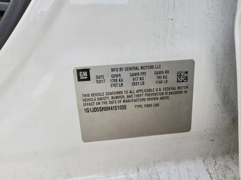 2017 CHEVROLET SONIC LT  