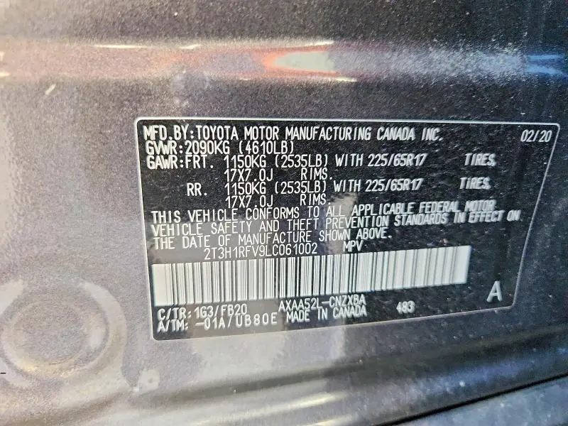 2020 TOYOTA RAV4 LE  