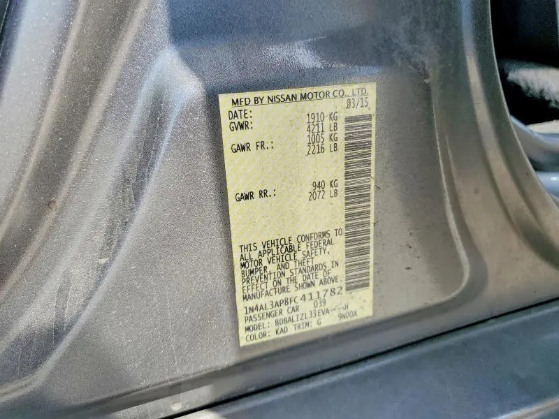 2015 NISSAN ALTIMA 2.5 SV  
