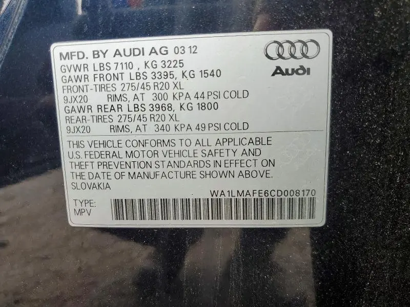 2012 AUDI Q7 PREMIUM PLUS  
