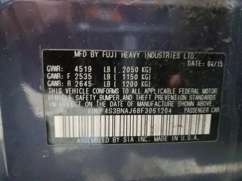 2015 SUBARU LEGACY 2.5I LIMITED  