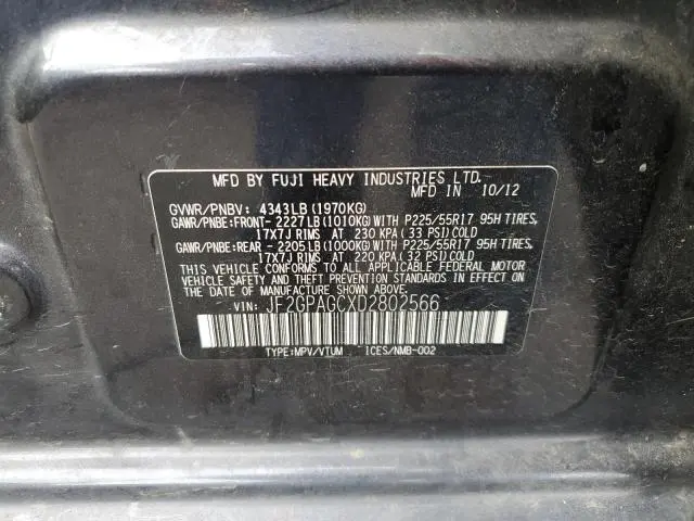 2013 SUBARU XV CROSSTREK 2.0 LIMITED  
