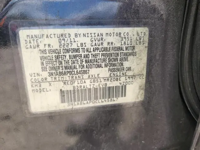 2012 NISSAN SENTRA 2.0  