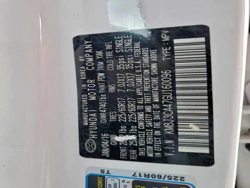 2016 HYUNDAI TUCSON LIMITED  