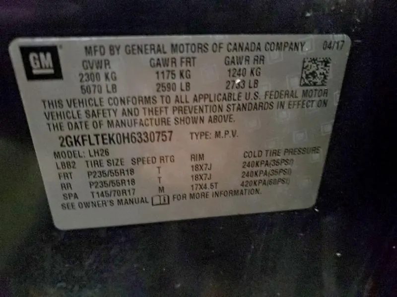 2017 GMC TERRAIN SLE  