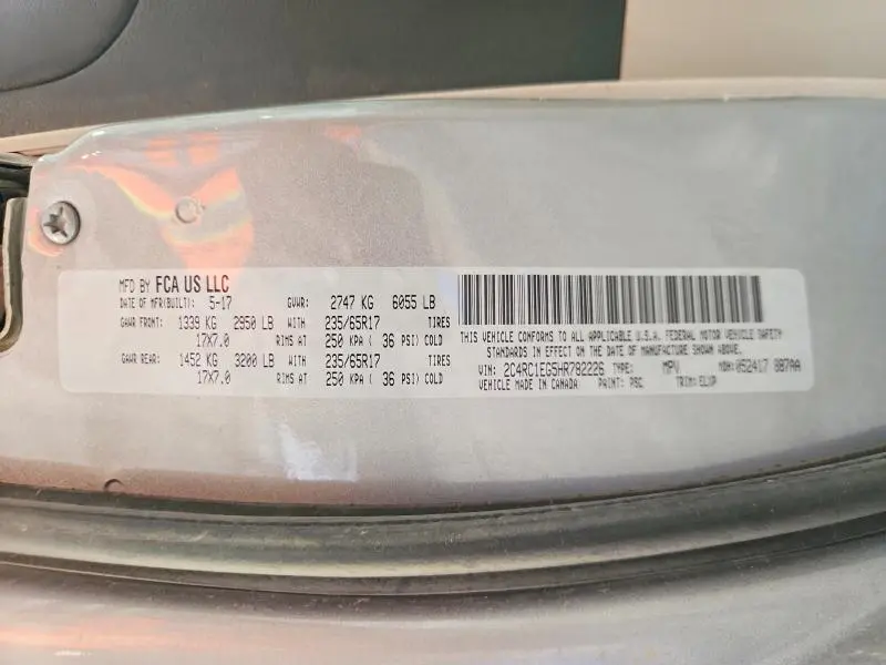 2017 CHRYSLER PACIFICA TOURING L PLUS  