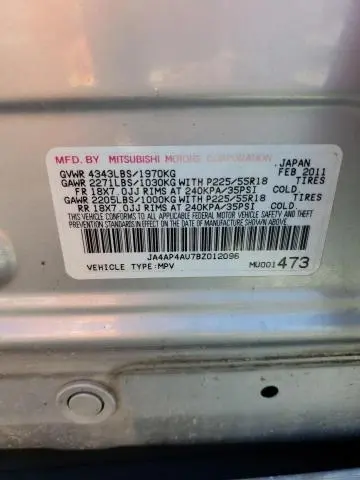 2011 MITSUBISHI OUTLANDER SPORT SE  