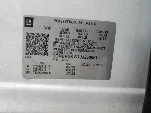 2018 CHEVROLET TRAVERSE LT  