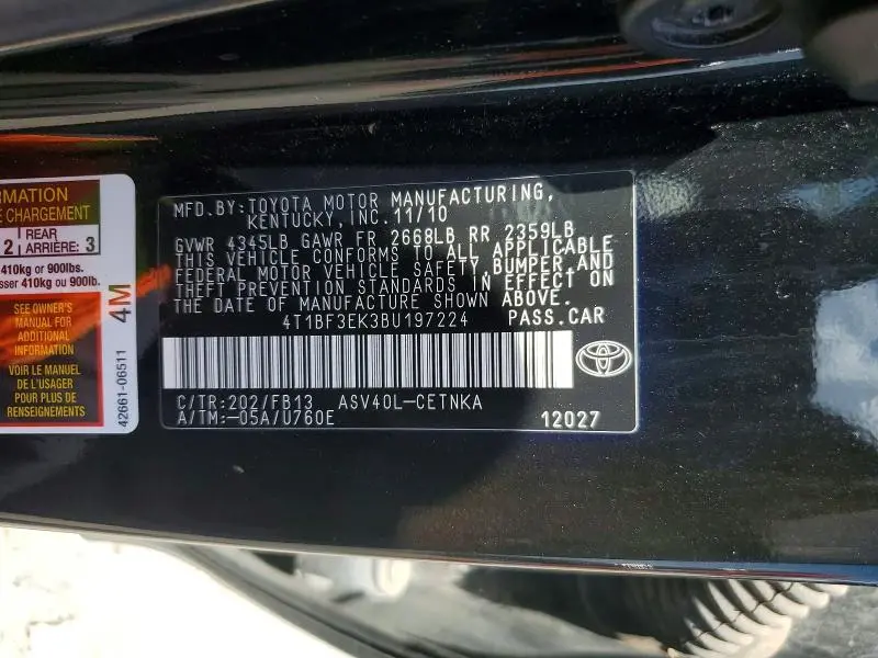 2011 TOYOTA CAMRY BASE  