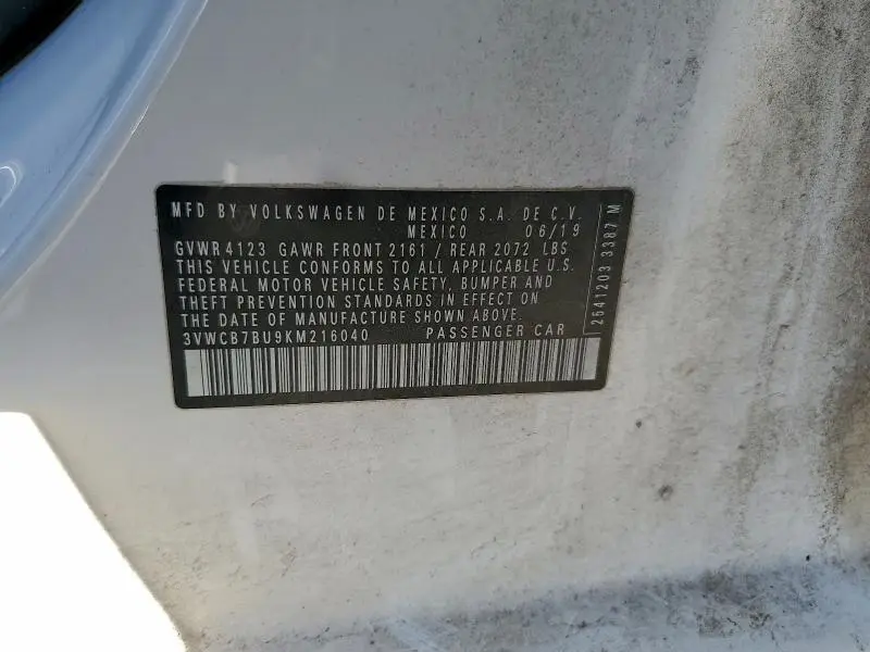 2019 VOLKSWAGEN JETTA S  